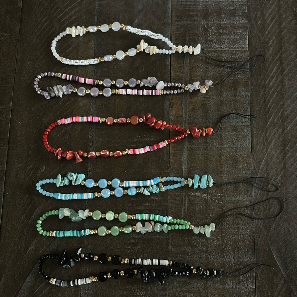 Set of 6 Beaded Phone Lanyards